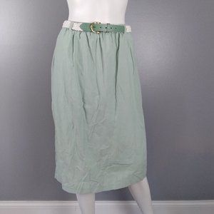 ALFRED DUNNER Womens Midi Skirt Size 8 Seafoam Green with Woven Belt VTG NWT